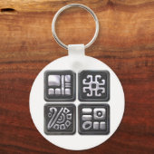 Mayan Glyphs-black en Silver Sleutelhanger (Voorkant)