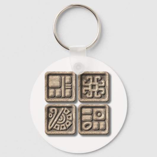 Mayan Glyphs-stone Sleutelhanger (Voorkant)