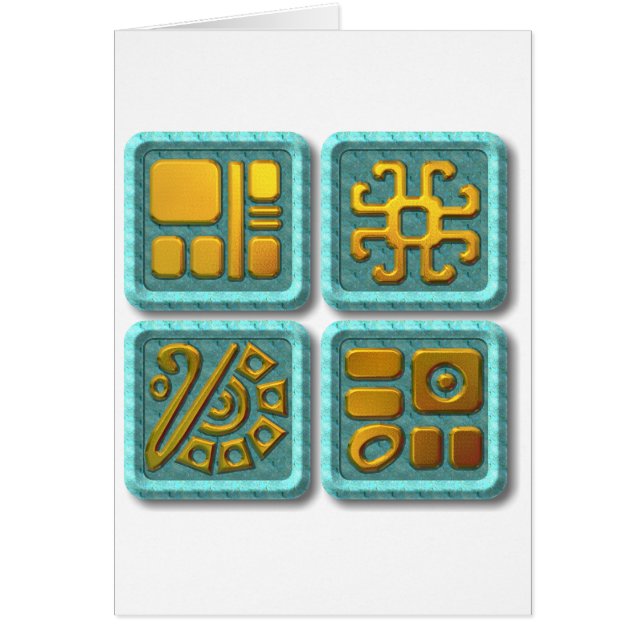 Mayan Glyphs-turquoise (Voorkant)