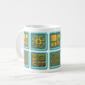 Mayan Glyphs - Turquoise en Gold Koffiemok (Voorkant links)
