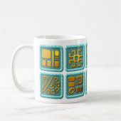 Mayan Glyphs - Turquoise en Gold Koffiemok (Links)