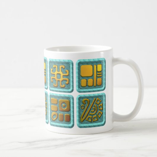 Mayan Glyphs - Turquoise en Gold Koffiemok (Rechts)