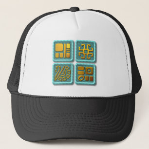 Mayan Glyphs-turquoise Trucker Pet