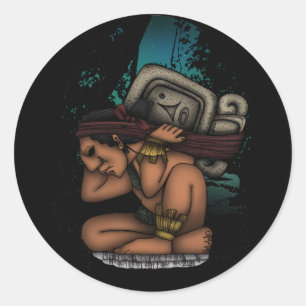 Mayan God Ronde Sticker