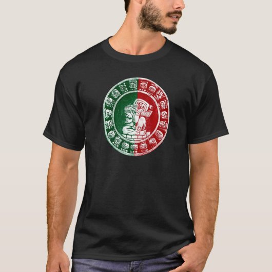 Mayan Haab Calendar Mexican Flag T-shirt (Voorkant)