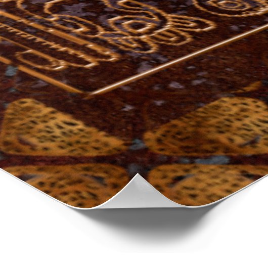 Mayan Hieroglyphics Panel Folie Folk Art Poster (Hoek)