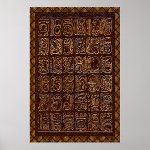 Mayan Hieroglyphics Panel Folie Folk Art Poster