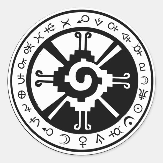 Mayan Hunab Ku Creator & Planetary Symbols Ronde Sticker (Voorkant)