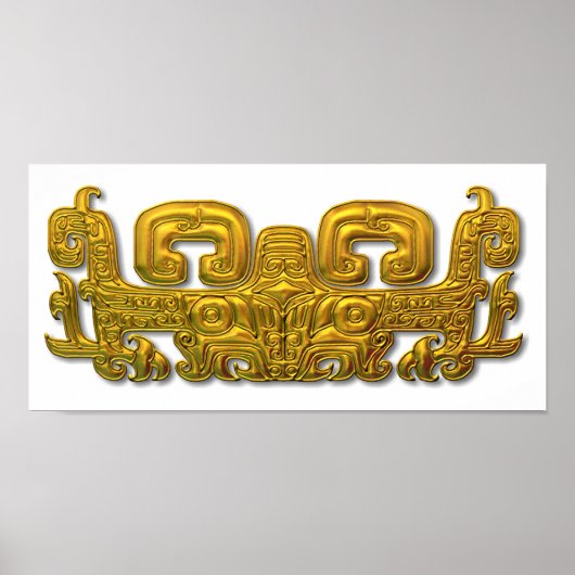 Mayan Jaguar - Gold Poster (Voorkant)