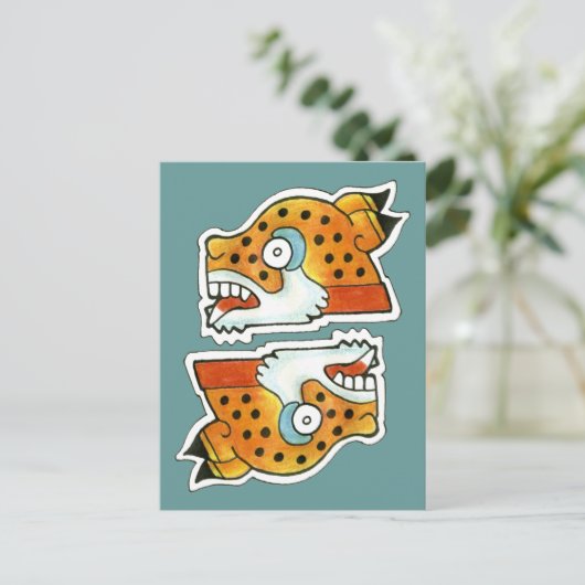 Mayan Jaguar Symbol Briefkaart (Staand voorkant)