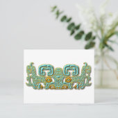 Mayan Jaguar-turquoise en goud Briefkaart (Staand voorkant)