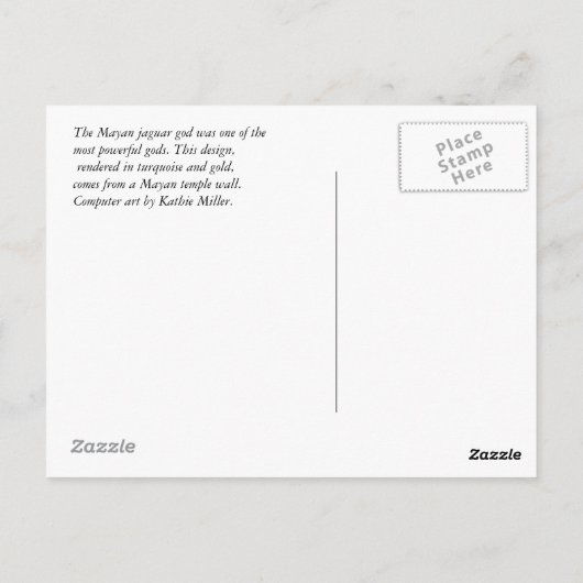 Mayan Jaguar-turquoise en goud Briefkaart (Achterkant)