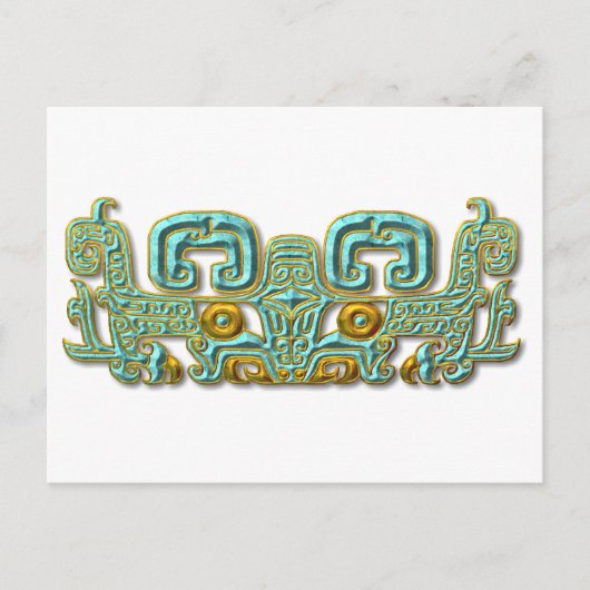 Mayan Jaguar-turquoise en goud Briefkaart (Voorkant)