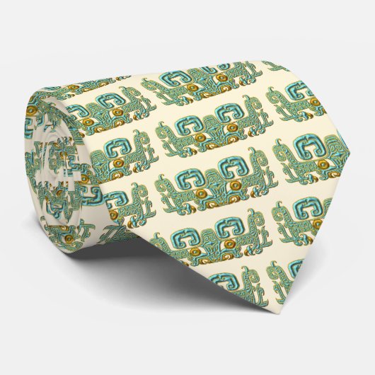 Mayan Jaguar-turquoise en goud Stropdas (Opgerold)