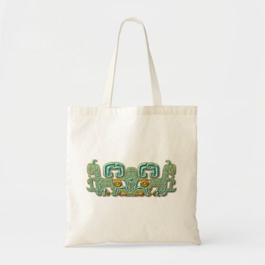 Mayan Jaguar-turquoise en goud Tote Bag (Voorkant)