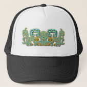 Mayan Jaguar-turquoise en goud Trucker Pet (Voorkant)
