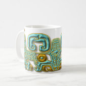Mayan Jaguar-Turquoise Koffiemok (Voorkant links)