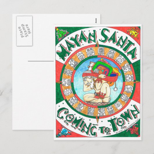 Mayan Kerstman Feestdagenkaart (Voorkant / Achterkant)