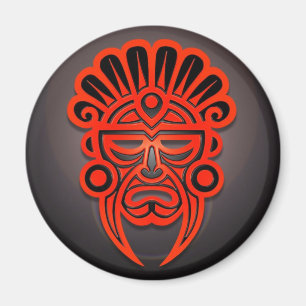 Mayan Mask Design, Red en Black Magneet