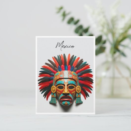 Mayan Mask Mexico Reizen Briefkaart (Staand voorkant)