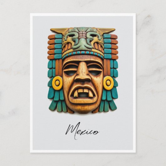 Mayan Mask Mexico Reizen Briefkaart (Voorkant)