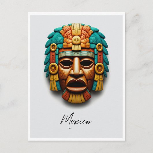 Mayan Mask Mexico Reizen Briefkaart (Voorkant)