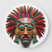 Mayan Mask Mexico Reizen Grote Klok (Voorkant)
