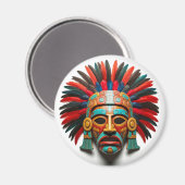 Mayan Mask Mexico Reizen Magneet (Voorkant / Achterkant)
