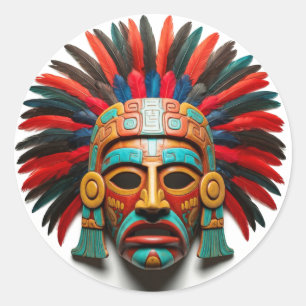 Mayan Mask Mexico Reizen Ronde Sticker