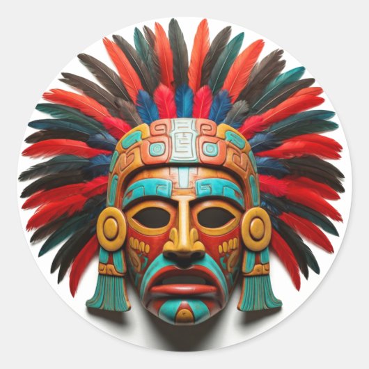 Mayan Mask Mexico Reizen Ronde Sticker (Voorkant)