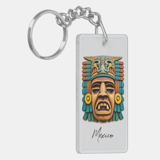 Mayan Mask Mexico Reizen Sleutelhanger (Voorkant Links)
