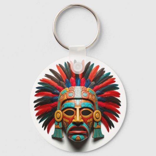 Mayan Mask Mexico Reizen Sleutelhanger (Voorkant)