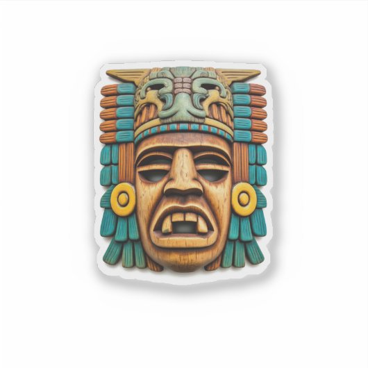 Mayan Mask Mexico Reizen Sticker (Voorkant)