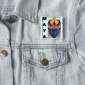 MAYAN MASK VIERKANTE BUTTON 5,1 CM (In situ)