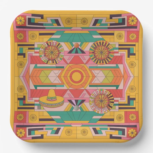 Mayan Mosaic Marvel 02 Papieren Bordje (Voorkant)