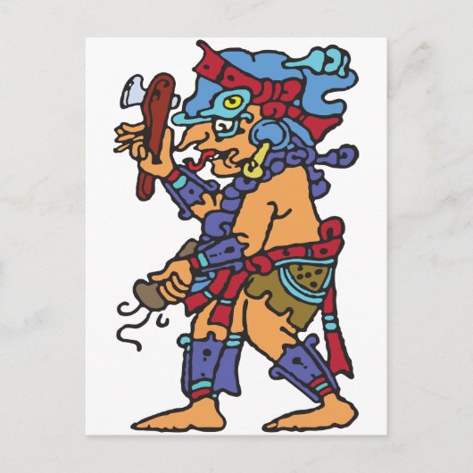 Mayan Rain God gekleurd Briefkaart (Voorkant)