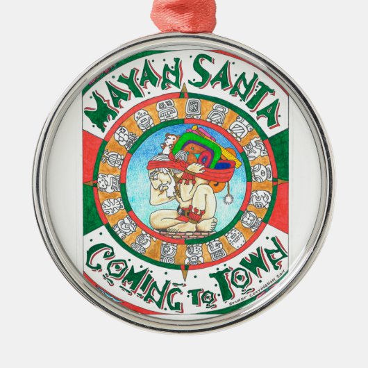 Mayan Santa-versiering Metalen Ornament (Voorkant)