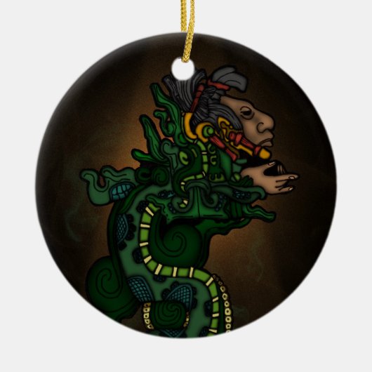 Mayan Serpent God Keramisch Ornament (Voorkant)