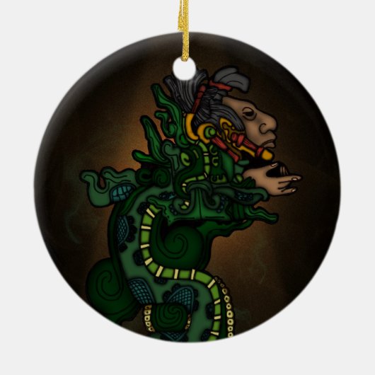 Mayan Serpent God Keramisch Ornament (Achterkant)