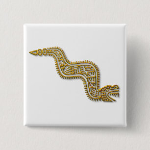 Mayan Serpent-gold Vierkante Button 5,1 Cm