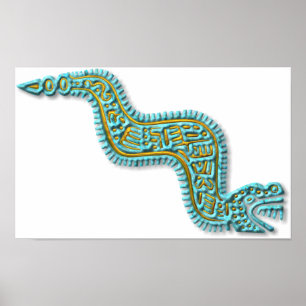 Mayan Serpent-turquoise en gold Poster