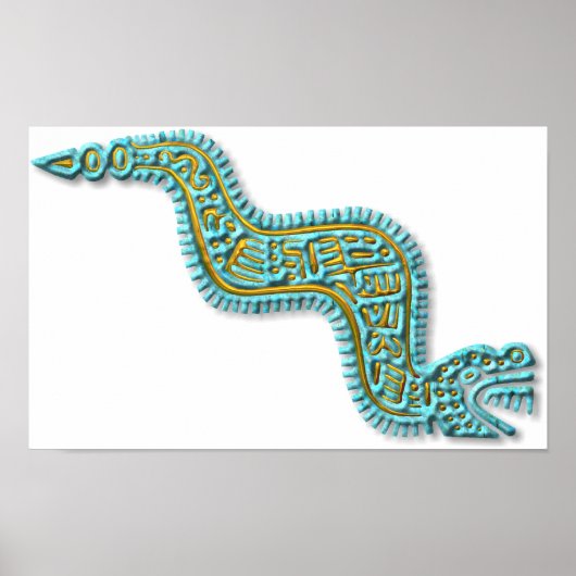 Mayan Serpent-turquoise en gold Poster (Voorkant)