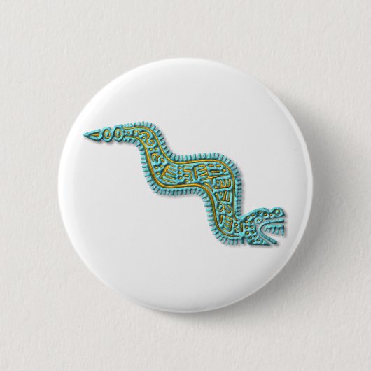 Mayan Serpent-turquoise en gold Ronde Button 5,7 Cm (Voorkant)