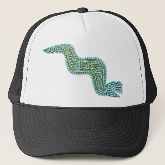 Mayan Serpent-turquoise en gold Trucker Pet (Voorkant)