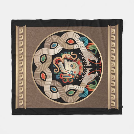 Mayan Serpents and Skull Fleece Deken (Voorkant (Horizontaal))