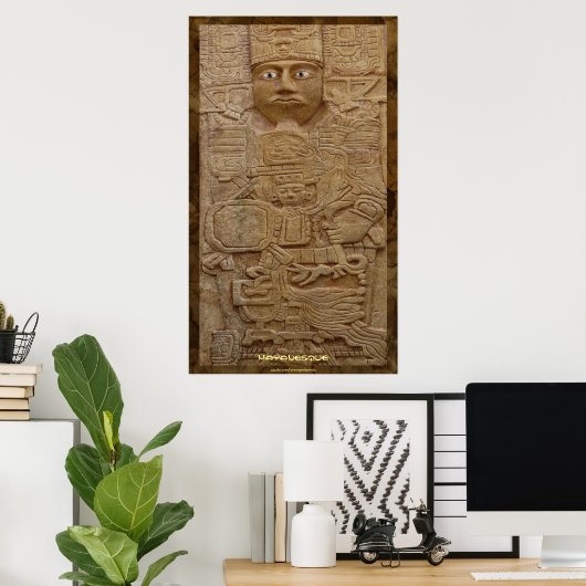 Mayan Stone Carving Art Print (Thuiskantoor)
