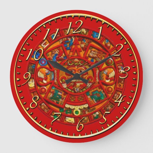 Mayan Sun Calendar Aztec Mexican History Clock Grote Klok (Voorkant)