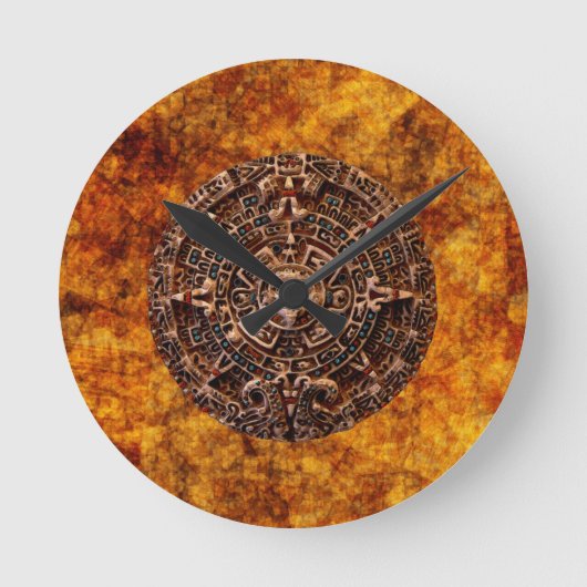 Mayan Sun Calendar Aztec Mexican History Clock Ronde Klok (Voorkant)
