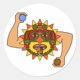 Mayan Sun God - Kinich Ahua Ronde Sticker