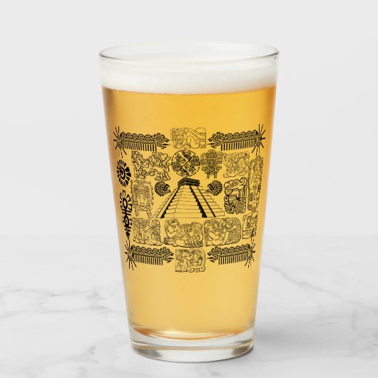 Mayan-symbolen mok glas (Voorkant gevuld)